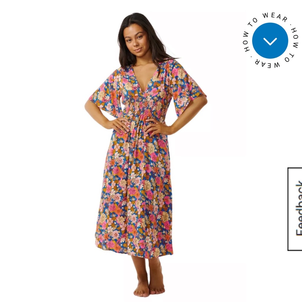 Rip Curl Kamari Midi Dress NWT Pink Blue Size Medium